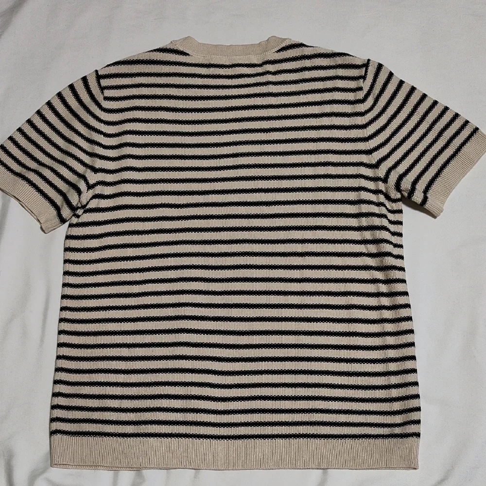 Lucky Brand Black and Cream Knit Top